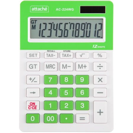 Калькулятор настольный Attache AС-224WG 12-разрядный белый/зеленый  145x104x28 мм