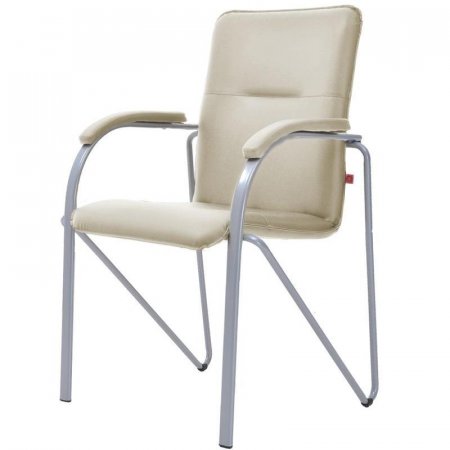 Конференц-кресло Samba Silver светло-бежевое (искусственная кожа, металл серебряный)