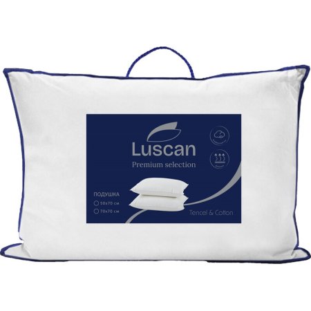 Подушка Luscan 50х70 см микроволокно лебяжий пух/тенсель и хлопок