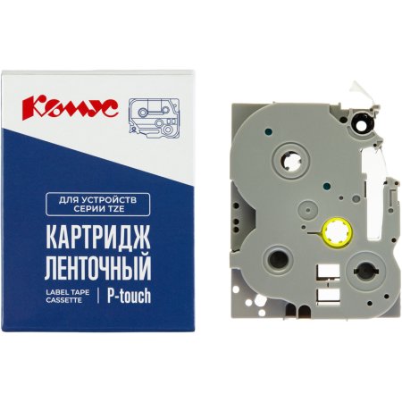 Картридж Комус TZE-155 для принтера этикеток Brother (24 мм х 8 м, цвет  ленты прозрачный, шрифт белый)