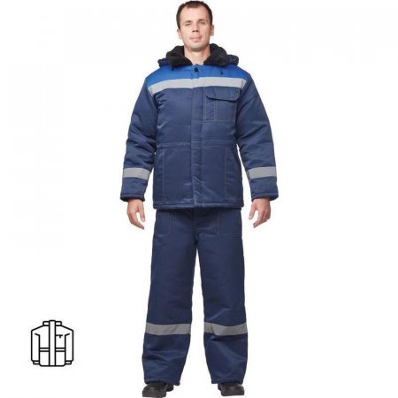 Куртка рабочая зимняя мужская з32-КУ с СОП синяя/васильковая из смесовой  ткани (размер 68-70, рост 170-176)