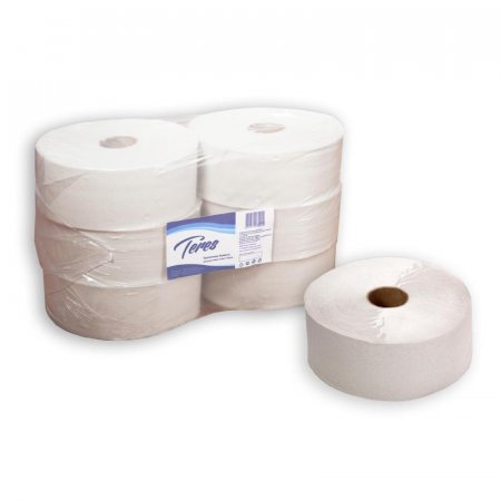 Туалетная бумага в рулонах Терес Эконом макси 1-слойная 6 рулонов по 480 метров