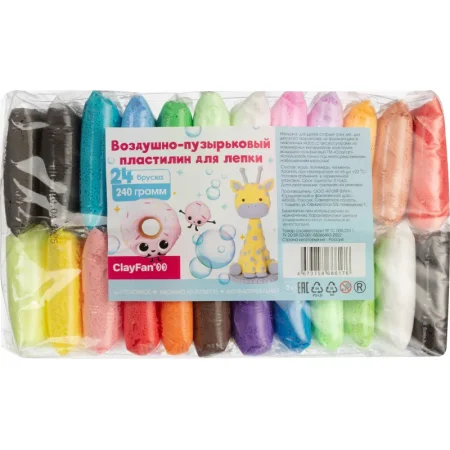 Воздушный пластилин ClayFan 24 цвета 240 г
