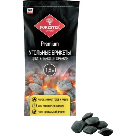 Брикет древесно-угольный Forester Премиум для гриля 1.8 кг