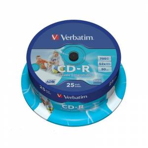 Диск CD-R Printable Verbatim 700 Mb 52x (25 штук в упаковке)