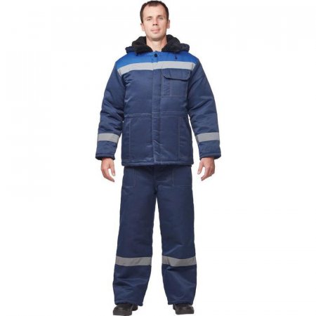Куртка рабочая зимняя мужская з32-КУ с СОП синяя/васильковая из смесовой  ткани (размер 48-50, рост 158-164)