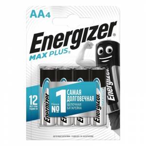 Батарейки Energizer Max Plus пальчиковые AA LR6 (4 штуки в упаковке)