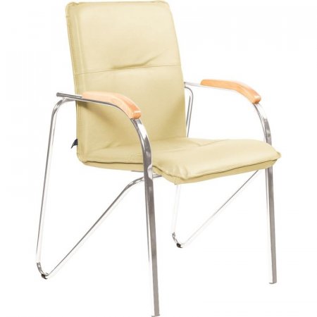 Конференц-кресло Samba бежевый/бук (искусственная кожа, металл серебряный)