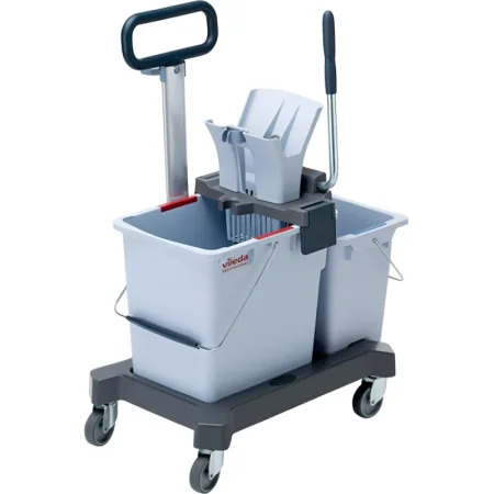Тележка уборочная Vileda Professional Система УльтраСпид Про двухведерная 1х25 л + 1х10 л с отжимом на платформе с транспортировочной ручкой (арт. производителя 147209)