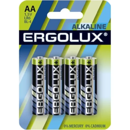 Батарейки Ergolux Alkaline пальчиковые АА LR6 (4 штуки в упаковке)