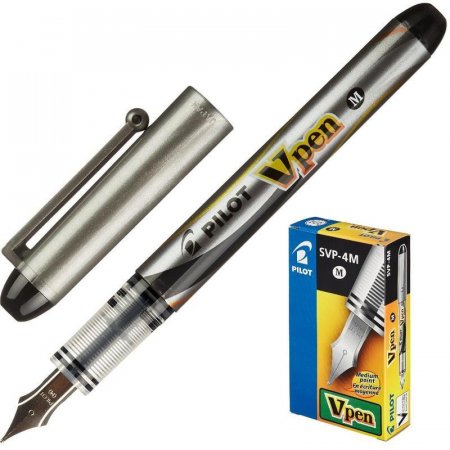 Ручка перьевая Pilot SVP-4M V-Pen серый корпус черная