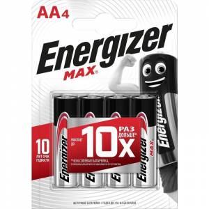 Батарейки Energizer Max пальчиковые  АА E91 (4 штуки в упаковке)