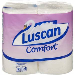 Бумага туалетная Luscan Comfort 2-слойная белая (4 рулона в упаковке)