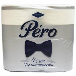 Бумага туалетная Pero Premium 4-слойная белая (4 рулона в упаковке)