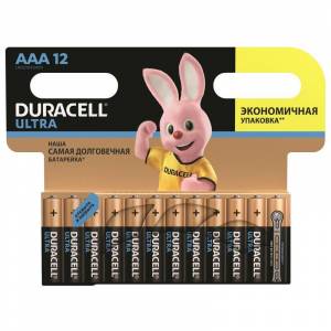 Батарейки Duracell UltraPower мизинчиковые AAA LR03-12BL (12 штук в  упаковке)
