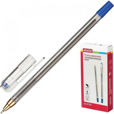 Ручка шариковая масляная Attache Goldy синяя (толщина линии 0.3 мм)
