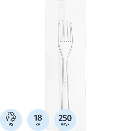 Вилка столовая Комус прозрачная 180 мм (250 штук в упаковке) Вилка столовая Комус прозрачная 180 мм (250 штук в упаковке)