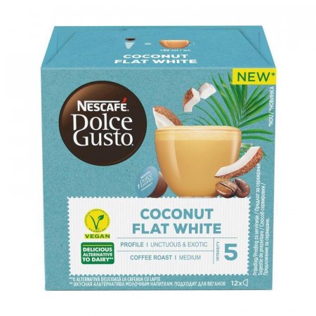 Кофе в капсулах для кофемашин Nescafe Dolce Gusto Flat White кокосовый (12 штук в упаковке)