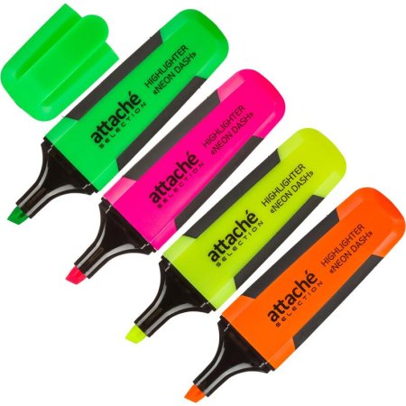 Набор текстовыделителей Attache Selection Neon Dash (толщина линии 1-5  мм, 4 цвета)