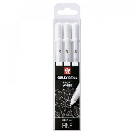 Ручка гелевая Gelly Roll белая (толщина линии 0.3 мм, 3 штуки в наборе)