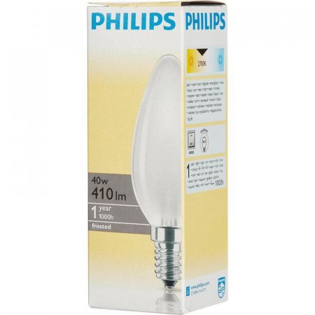 Лампа накаливания Philips 40 Вт E14 свеча матовая 2700 К теплый белый свет