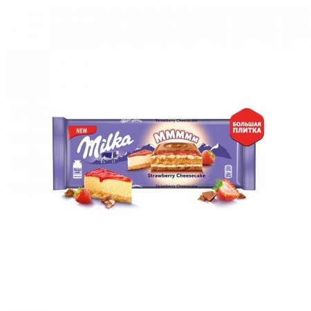 Шоколад Milka Cheesecake молочный с клубничной начинкой и печеньем 300 г