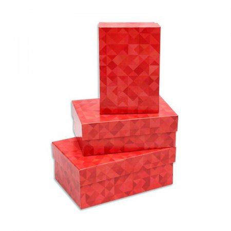 Набор подарочных коробок Miland Грани красного 19x12x7.5-15x10x5 см (3  штуки)