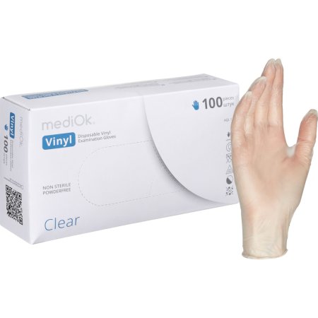 Перчатки медицинские смотровые виниловые MediOk нестерильные   неопудренные размер XL (9-10) бесцветные (50 пар/100 штук в упаковке)