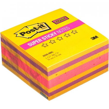 Стикеры Post-it Super Sticky Бабл гам 76x76 мм неоновые 3 цвета (1 блок, 360 листов)