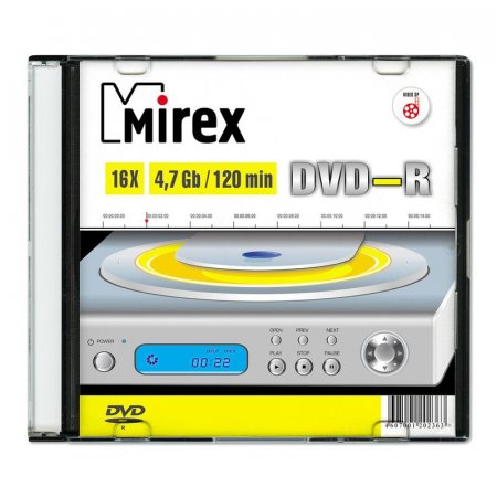 Диск DVD-R Mirex 4.7 ГБ 16x slim box