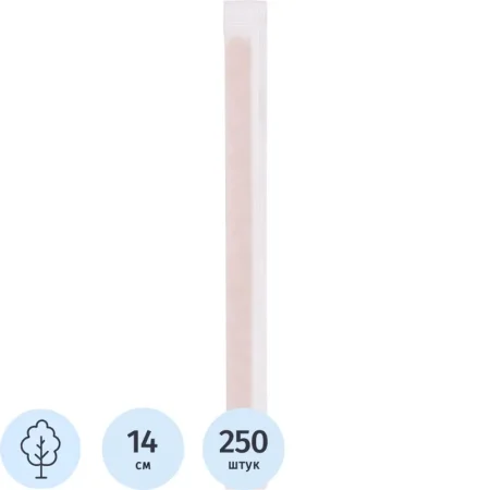 Размешиватель одноразовый Комус деревянный 140 мм 250 штук в  упаковке Размешиватель одноразовый Комус деревянный 140 мм 250 штук в  упаковке