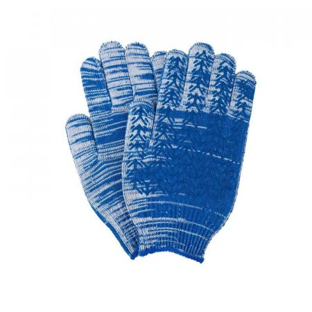 Перчатки рабочие хб с ПВХ Елочка синие (6 нитей, 10 класс, размер 9, L)