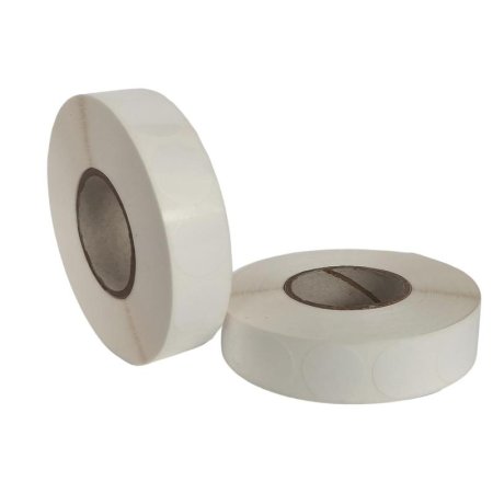 Термотрансферные этикетки 20х20 мм полипропиленовые круглые (диаметр  втулки 40  мм, 30 рулонов по 2000 этикеток)