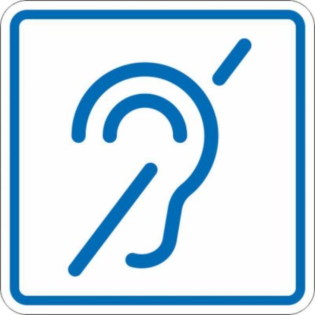 Знак безопасности Знак доступности объекта для инвалидов по слуху И14 (150х150 мм, пластик, тактильный)