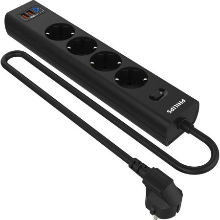 Сетевой фильтр Philips CHP8246BA/51 на 4 розетки 2 метра + 2 USB