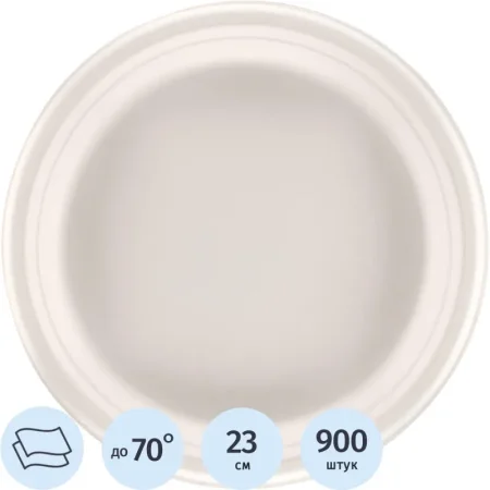 Тарелка одноразовая бумажная Средний 230 мм белая 900 штук в упаковке Тарелка одноразовая бумажная Средний 230 мм белая 900 штук в упаковке