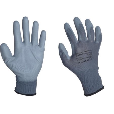 Перчатки защитные Scaffa PU1350P-DG нейлоновые с полиуретановым  покрытием серые (13 класс, размер 8, M)