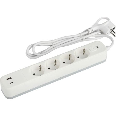 Сетевой фильтр Эра USF-4es-1.5m-2xUSBAC-W 4 розетки + 2 USB на 1.5 метра