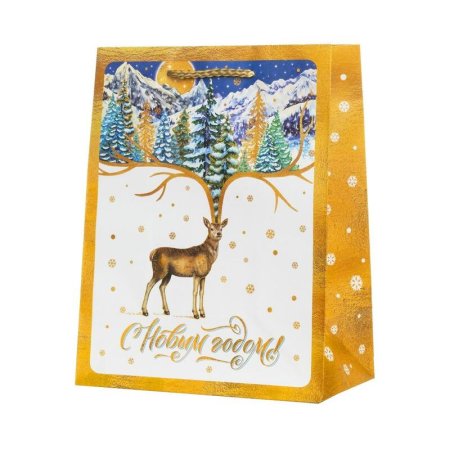 Пакет подарочный ламинированный новогодний Magic Pack (17.8x22.9x9.8 см)