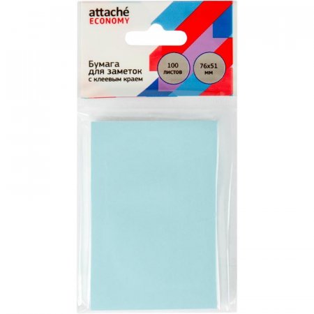 Стикеры Attache Economy 76x51 мм пастельный синий (1 блок, 100 листов)