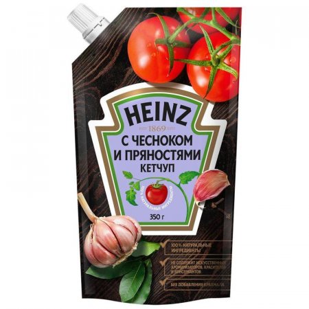 Кетчуп Heinz Томатный с чесноком и пряностями 350 г