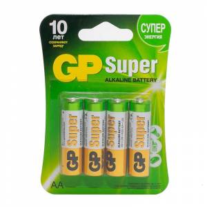 Батарейки GP Super пальчиковые AA LR6 (4 штуки в упаковке)
