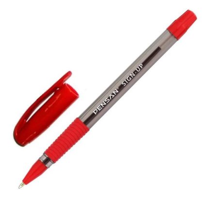 Ручка шариковая неавтоматическая Pensan Sign-up красная (толщина линии  0.7 мм)