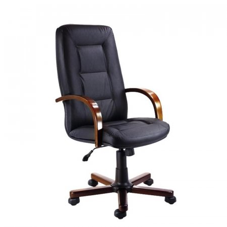 Кресло для руководителя Verona черное (натуральная кожа с компаньоном, металл)