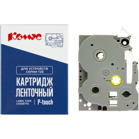 Картридж Комус TZE-545 для принтера этикеток Brother (18 мм х 8 м, цвет  ленты синий, шрифт белый)