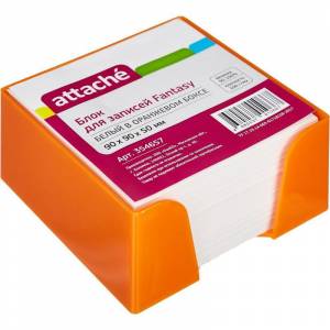 Блок для записей Attache Fantasy 90x90x50 мм белый в оранжевом боксе