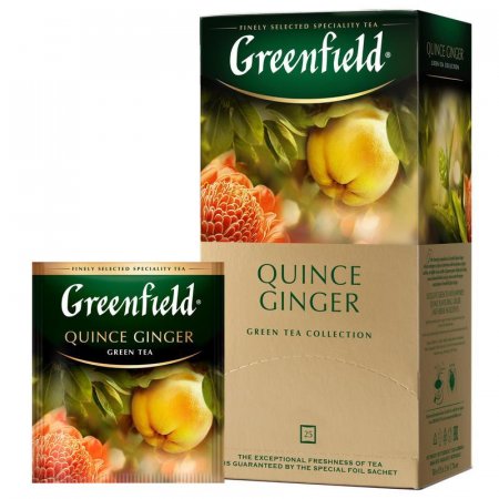 Чай Greenfield Quince Ginger зеленый с ароматом японской айвы и имбиря 25 пакетиков