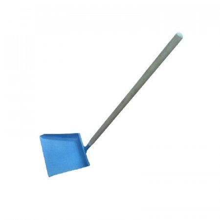 Совок для мусора металлический с деревянной ручкой синий (ширина рабочей  части 18 см, длина ручки 75 см)