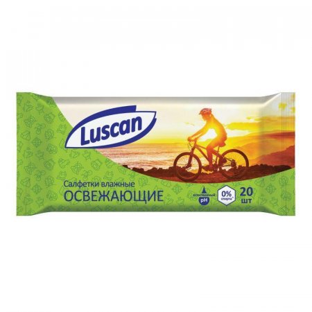 Влажные салфетки освежающие Luscan 20 штук в упаковке