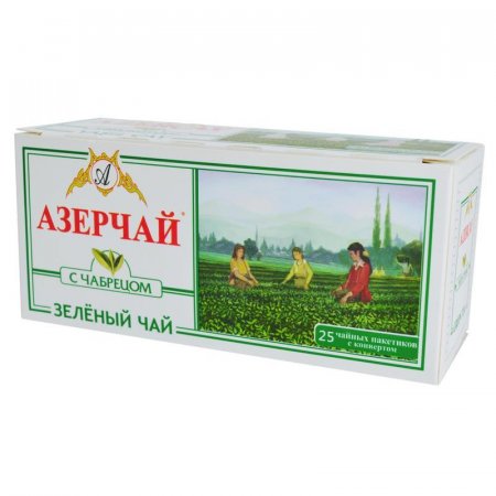 Чай Азерчай зеленый с чабрецом 25 пакетиков